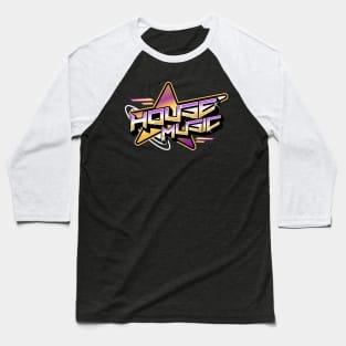 HOUSE MUSIC  - Y2K Star (white/gold/purple) Baseball T-Shirt